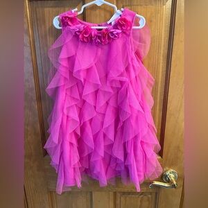 American Girl Hot Pink Ruffled Flower-Trim Formal Dress